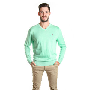Tommy Hilfiger pánský světle zelený svetr - XL (399)